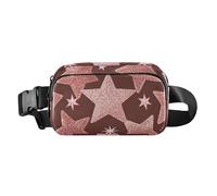 Marsupio con finti glitter oro rosa e stelle bianche alla moda per uomini e donne impermeabile borsa a tracolla essenziale da viaggio con cinturino regolabile per viaggi, palestra, lavoro