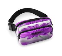 Marsupio con fiore viola con cinturino regolabile Marsupio alla moda per sport all'aria aperta escursionismo, bianco, 20 x 13 cm, marsupio stampato