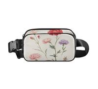 Marsupio con fiori autunnali beige, carino, per donne, uomini, adolescenti, grande capacità, con cinghia regolabile, per shopping, sport, lavoro, Fiori d'autunno Beige, 1 size