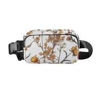 Marsupio con fiori autunnali e girasoli bianchi, alla moda, per donne e uomini, grande capacità, borsa a tracolla con tracolla regolabile, per viaggi, palestra, lavoro, Fiori d'autunno Girasoli, 1