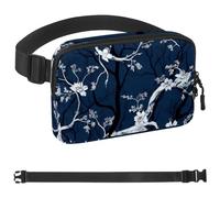 Marsupio con fiori bianchi innevati - 1124 - Marsupio per uomini e donne, marsupio con tracolla regolabile, alla moda, borsa a tracolla ovunque, per viaggi all'aperto, corsa, escursionismo,