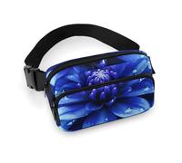 Marsupio con fiori blu per donne e uomini, borsa casual regolabile per viaggi, sport, escursionismo, bianco, 20,1 x 13 cm, bianco, 7.9x5.1inches