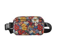Marsupio con fiori colorati, borsa a tracolla da donna, con cinturino regolabile, mini marsupio per allenamento e corsa, Fiori colorati-3, 8" x 5.3" x 2.3"/20 x 13 x 6cm