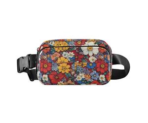 Marsupio con fiori colorati, borsa a tracolla da donna, con cinturino regolabile, mini marsupio per allenamento e corsa, Fiori colorati-3, 8" x 5.3" x 2.3"/20 x 13 x 6cm