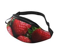 Marsupio con fiori colorati viola lavanda per donne uomini alla moda marsupio regolabile per allenamento corsa viaggi marsupio casual, Fragole Fresche, Taglia unica