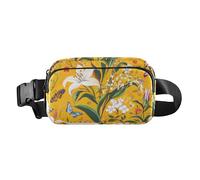 Marsupio con fiori di giglio giallo, semplice, alla moda, per donne, uomini, adolescenti, resistente all'acqua, con cinghia regolabile, per shopping, sport, lavoro
