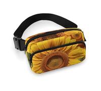 Marsupio con fiori di girasoli per donne e uomini, borsa casual regolabile per viaggi, sport, escursionismo, bianco, 20 x 13 cm, Bianco, 7.9x5.1inches