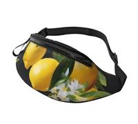 Marsupio con fiori e limoni, grande marsupio alla moda per donne e uomini, tasche sicure con cerniera regolabile, per viaggi, feste, sport, corsa, escursionismo, uso quotidiano, 3D, Taglia unica