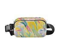 Marsupio con fiori e margherite, alla moda, unisex, impermeabile, con tracolla regolabile, per viaggi, palestra, lavoro, Fiori Giglio Margherita Giallo, 1 size