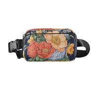 Marsupio con fiori e peonie narcisi blu navy elegante marsupio per donne uomini borsa a tracolla multiuso con cinghia regolabile per lo shopping sport lavoro, Fiori Peonie Narciso Blu Navy, 1 size