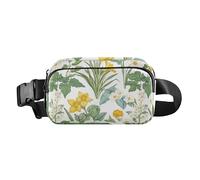 Marsupio con fiori estivi narciso delphinium bianco carino marsupio per donne uomini adolescenti resistente all'acqua con cerniera marsupio, Fiori Estivi Narcisi Callistephus Hosta Bianco, 1 size