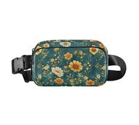 Marsupio con fiori estivi narciso delphinium bianco carino marsupio per donne uomini adolescenti resistente all'acqua con cerniera marsupio, Fiori d'autunno Girasole Giglio Rosmarino Teal, 1 size