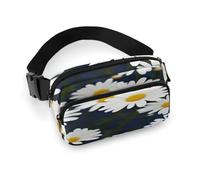 Marsupio con fiori margherita con cinghia regolabile Marsupio alla moda per sport all'aria aperta escursionismo, bianco, 20 x 13 cm, marsupio stampato