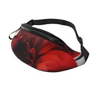 Marsupio con fiori rossi per uomo e donna, impermeabile, sportivo, alla moda, borsa a tracolla con cinghia regolabile, grande borsa a tracolla per viaggi ed escursioni