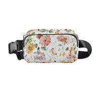 Marsupio con fiori rustici, rose, foglie, uccelli, cottage, farfalla, carino, per uomini e donne, grande capacità, con cinghia regolabile, per ciclismo, escursionismo, palestra, Fiori rustici pesca