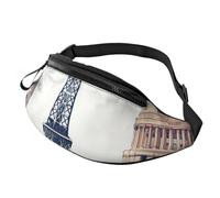 Marsupio con foglie verdi turchesi per donne e uomini, alla moda, regolabile, per allenamento, corsa, viaggi, stile casual, Parigi Landmarks Pattern, Taglia unica