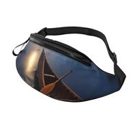 Marsupio con frutta di ciliegia, unisex, alla moda, regolabile, per viaggi, sport, passeggiate, Fiume al chiaro di luna, Taglia unica