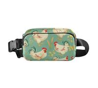 Marsupio con galli carini rurali, elegante, per donne e uomini, grande capacità, da viaggio, con cinghia regolabile, per viaggi, palestra, lavoro