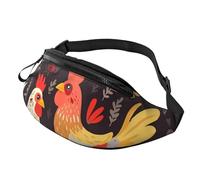 Marsupio con gallo carino, unisex, impermeabile, sportivo, alla moda, con cinghia regolabile, grande borsa a tracolla per viaggi ed escursioni