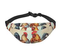 Marsupio con gallo e gallina, per uomo e donna, alla moda, borsa a tracolla con tracolla regolabile, impermeabile, per viaggi, escursionismo, sport, nero, taglia unica, Nero , Taglia unica