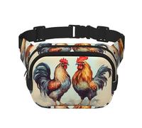 Marsupio con gallo e gallina, regolabile, grande, da viaggio, unisex