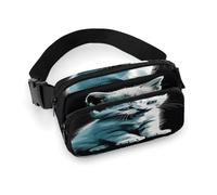 Marsupio con gatto bianco carino con cinghia regolabile alla moda marsupio per sport all'aria aperta escursionismo