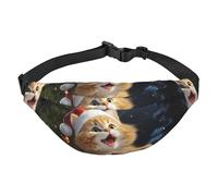 Marsupio con gatto carino cantare canti natalizi per uomini e donne marsupio alla moda ovunque borsa a tracolla portafoglio marsupio con cinturino regolabile borsa impermeabile per viaggi