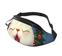 Marsupio con gatto carino che canta canti natalizi per uomini e donne, marsupio sportivo impermeabile, alla moda, borsa a tracolla con cinturino regolabile, grande borsa a tracolla per viaggi ed