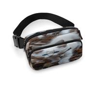 Marsupio con gatto con occhi blu, con cinghia regolabile, alla moda, per sport all'aria aperta, escursionismo, bianco, 20 x 13 cm, marsupio stampato