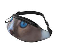 Marsupio con gatto dagli occhi azzurri per uomo e donna, alla moda, regolabile, borsa a tracolla ovunque