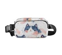 Marsupio con gatto divertente in stile shabby chic, alla moda, per donne, uomini, adolescenti, grande capacità, con cinghia regolabile, per allenamento, corsa, escursionismo, gatto divertente, stile
