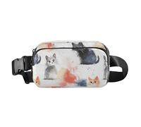 Marsupio con gatto divertente, stile shabby chic, alla moda, per donne e uomini, grande capacità, borsa a tracolla con tracolla regolabile, per viaggi, vacanze, corsa, gatto divertente shabby chic,