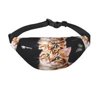 Marsupio con gatto e farfalla, per uomo e donna, alla moda, borsa a tracolla con tracolla regolabile, impermeabile, per viaggi, escursionismo, sport, nero, taglia unica, Nero , Taglia unica