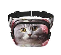 Marsupio con gatto in fiori, regolabile, grande, da viaggio, unisex