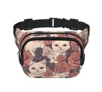 Marsupio con gatto rosa, regolabile, grande, da viaggio, unisex
