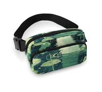 Marsupio con gatto seduto nello stagno, per donne e uomini, impermeabile, con cintura regolabile, borsa a tracolla casual, da viaggio, per sport, corsa, ciclismo, bianco, 20 x 13 cm, marsupio,