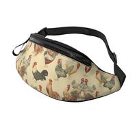 Marsupio con geroglifici egiziani, per uomo e donna, alla moda, regolabile, per viaggi, sport, passeggiate, Pittura di pollo di arte animale, Taglia unica