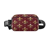 Marsupio con giglio dorato su rosso carino, unisex, multiuso, accessorio da viaggio con cinghia regolabile, per viaggi, corsa, escursionismo