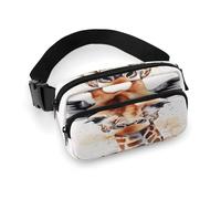 Marsupio con giraffa acquerello con cinghia regolabile Marsupio alla moda per sport all'aria aperta escursionismo, bianco, 20 x 13 cm, marsupio stampato