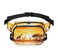 Marsupio con giraffa con acquarello e foresta africana, per donne, uomini, ragazze, ragazzi, bambini, corsa, sport, escursionismo, borsellino da cintura, Colore, XL, Organizer per borse