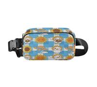 Marsupio con girasole e animale, motivo blu, grazioso marsupio per uomo e donna, accessorio da viaggio con tracolla regolabile per lo shopping