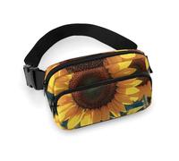 Marsupio con girasoli e cuore, per donne e uomini, borsa casual regolabile per viaggi, sport, escursionismo, bianco, 20 x 13 cm, Bianco, 7.9x5.1inches