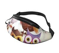 Marsupio con gufi e uccelli, unisex, impermeabile, sportivo, alla moda, con tracolla regolabile, grande borsa a tracolla per viaggi ed escursioni