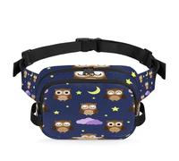 Marsupio con gufi, luna, stelle, nuvole, per donne, uomini, ragazze, ragazzi, bambini, gufi, carino, marsupio per corsa, sport, escursionismo, borsellino da cintura, Colore, XL, Organizer per borse