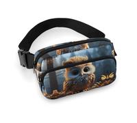 Marsupio con gufo carino per donne e uomini, marsupio regolabile casual borsa per viaggi, sport, escursionismo, bianco, 20,1 x 13 cm, Bianco, 7.9x5.1inches