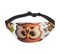 Marsupio con gufo dei cartoni animati per uomo e donna, alla moda, borsa a tracolla con tracolla regolabile, impermeabile, per viaggi, escursionismo, sport, nero, taglia unica, Nero , Taglia unica