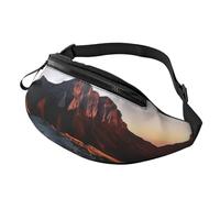 Marsupio con gufo e ramo di albero, per sport all'aria aperta, casual, unisex, regolabile, per escursionismo, corsa, ciclismo, Montagna all'alba, Taglia unica