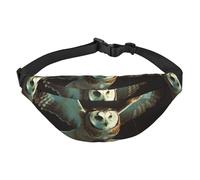 Marsupio con gufo volante, per uomo e donna, alla moda, borsa a tracolla con tracolla regolabile, impermeabile, per viaggi, escursionismo, sport, nero, taglia unica, Nero , Taglia unica