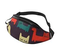 Marsupio con illustrazione di gatto, unisex, impermeabile, sportivo, alla moda, borsa a tracolla con cinghia regolabile, grande borsa a tracolla per viaggi ed escursioni