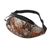 Marsupio con immagine di paesaggio universale, per uomo e donna, alla moda, regolabile, per viaggi, sport, passeggiate, Caccia Cervo Orso Cervo, Taglia unica